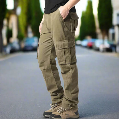 Herren Cargo-Hose – Relaxed Fit – Naturfasern – Utility-Taschen – Voll-Länge