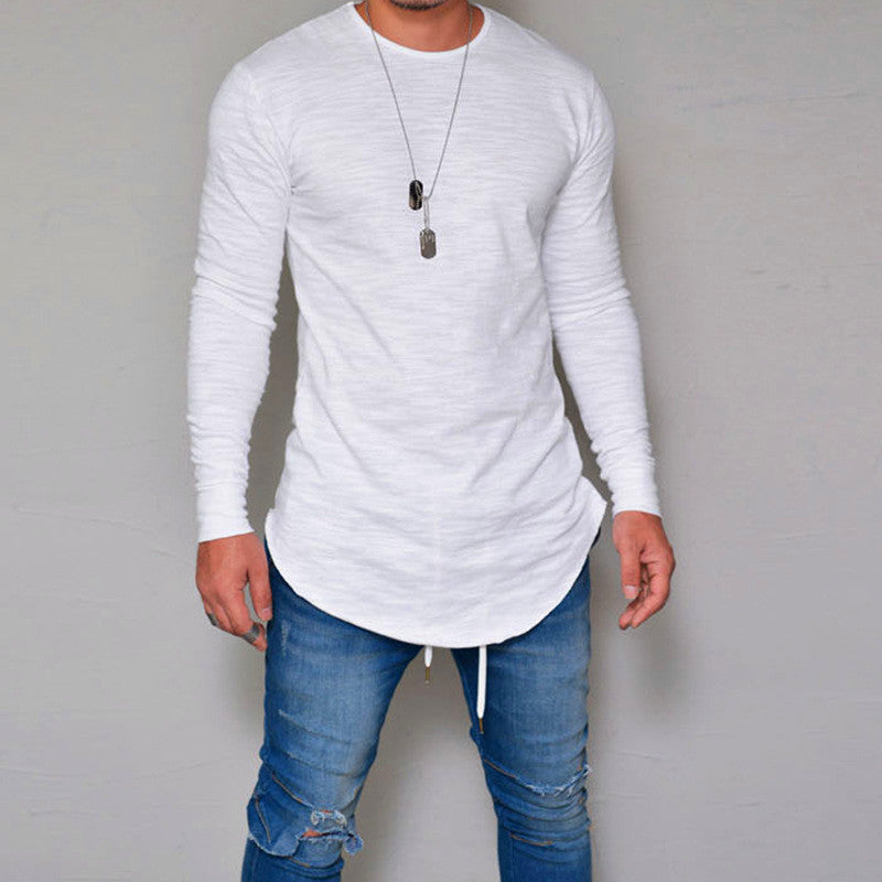 Herren Langarmshirt – Slim Fit – Rundhals – Weiches Atmungsaktives Baumwollmix