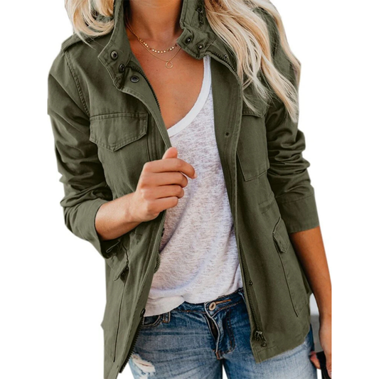 Damen Freizeitjacke – Relaxed Fit – Atmungsaktives Material – Zipper – Utility-Taschen