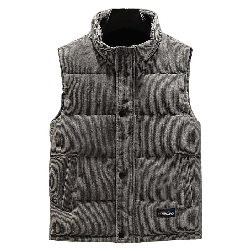 Herren Weste – Cordstruktur – Gesteppt – Hoher Kragen – Druckknopf – Outdoor geeignet