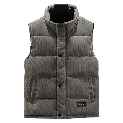 Herren Weste – Cordstruktur – Gesteppt – Hoher Kragen – Druckknopf – Outdoor geeignet
