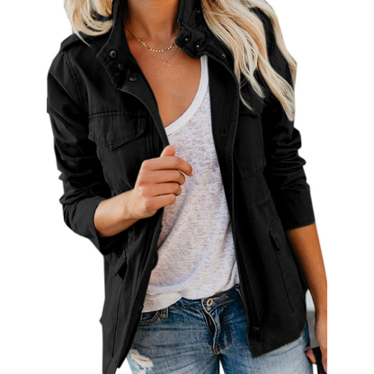 Damen Freizeitjacke – Relaxed Fit – Atmungsaktives Material – Zipper – Utility-Taschen
