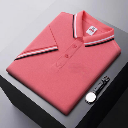 Herren Poloshirt – Regular Fit – Atmungsaktives Material – Gestreifter Kragen