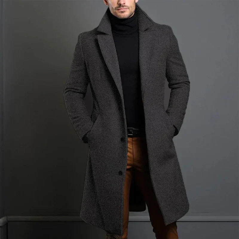 Herren Mantel – Elegante Passform – Voll­lang – Klassisches Revers – Zeitloses Design