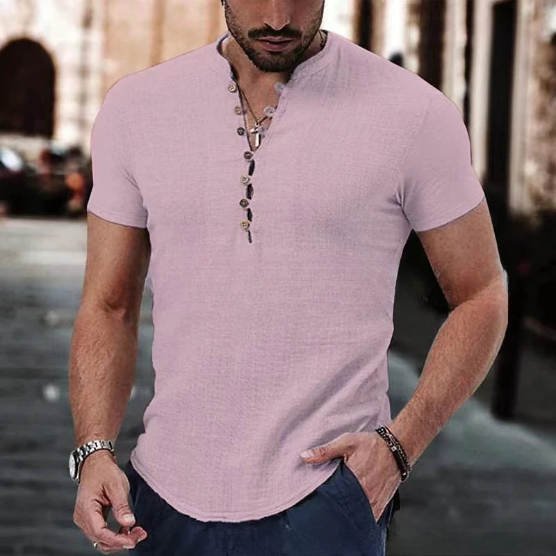 Herren Kurzarmhemd – Slim Fit – Atmungsaktive Naturfasern – Knopfleiste Casual