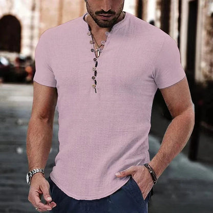 Herren Kurzarmhemd – Slim Fit – Atmungsaktive Naturfasern – Knopfleiste Casual