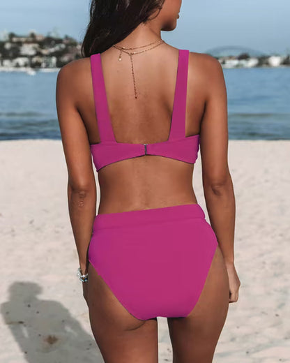 Damen Bikini Set – High Waist – Tiefer V-Ausschnitt – Atmungsaktives Stretchmaterial