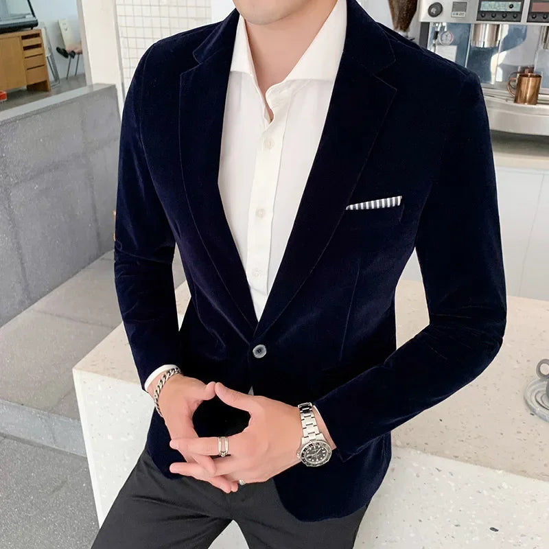 Herren Blazer – Slim Fit – Luxusstoff – Ein-Knopf – Formeller Schnitt