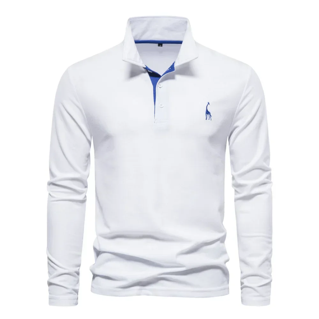 Herren Poloshirt – Slim Fit – Langarm – Atmungsaktives Mischgewebe – Smart Casual