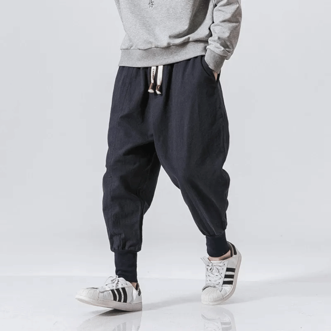 Herren Tapered-Hose – Lockerer Schnitt – Atmungsaktiv – Elastischer Bund mit Bündchen