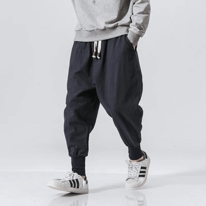 Herren Tapered-Hose – Lockerer Schnitt – Atmungsaktiv – Elastischer Bund mit Bündchen