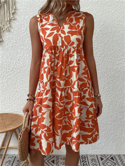 Damen Kleid ärmellos – V-Ausschnitt – A-Linie – Atmungsaktives Material – Knielang