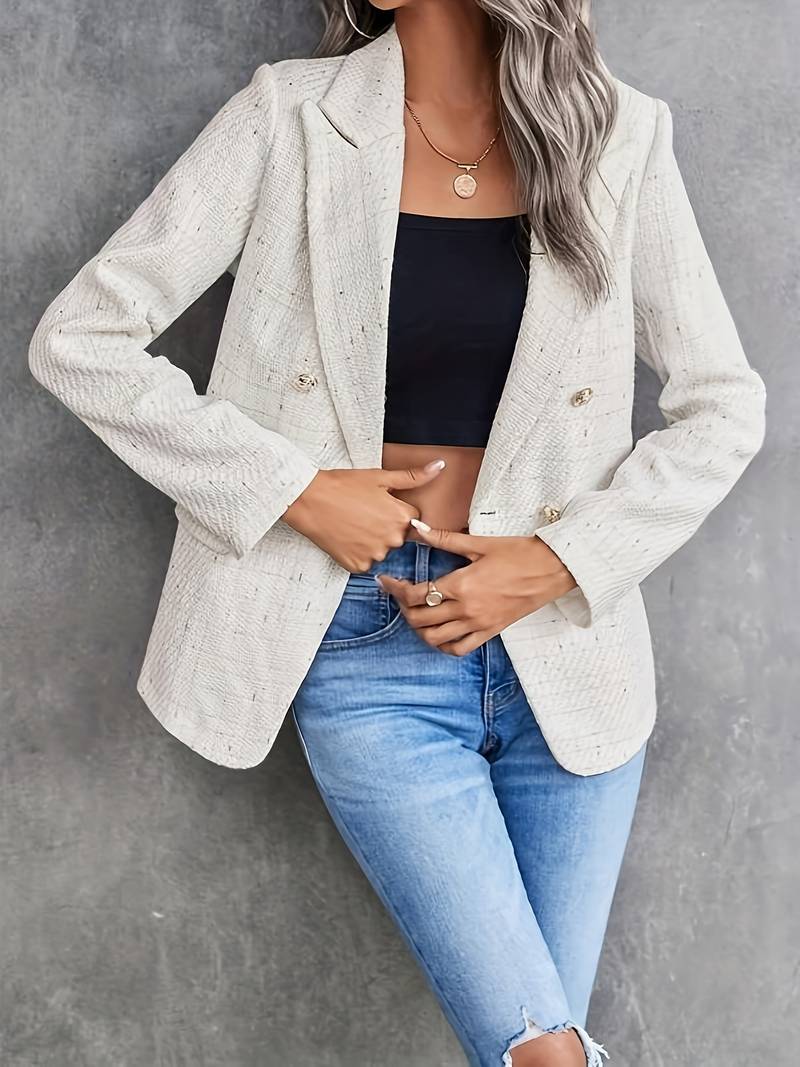 Damen Blazerjacke – Taillierter Schnitt – Strukturierter Stoff – Zweireihig – Reverskragen