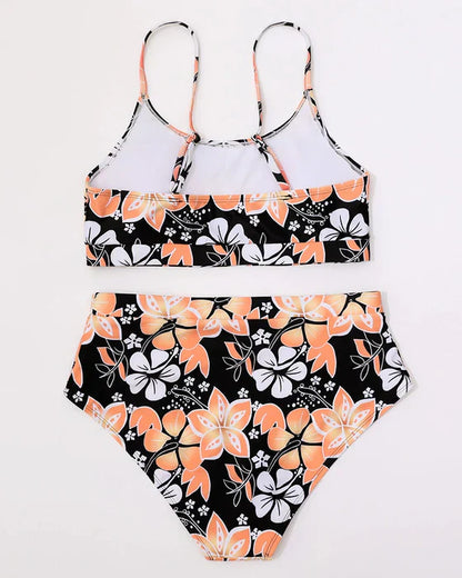 Damen Bikini Set – High Waist – Tanktop Stil – Florales Muster – Atmungsaktive Mischung