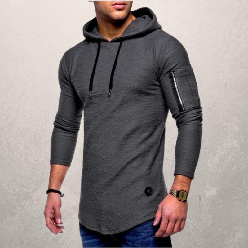 Herren Hoodie – Slim Fit – Weiches Strickgewebe – Reißverschlusstasche – Kapuze Verstellbar