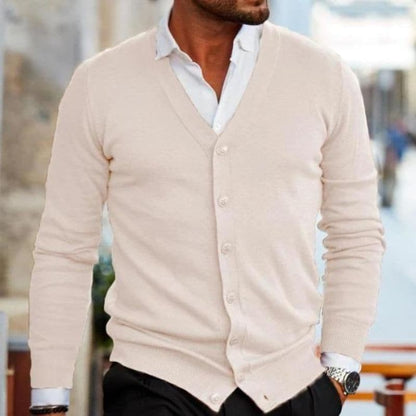 Herren Strickcardigan – V-Ausschnitt – Knopfleiste – Regular Fit – Soft Knit – Rippbündchen