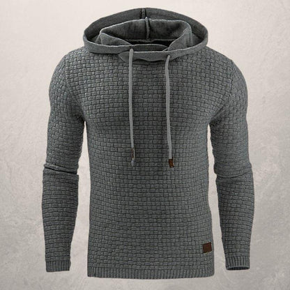 Herren Strickpullover – Slim Fit – Weiches Texturstrick – Kapuze mit Kordelzug