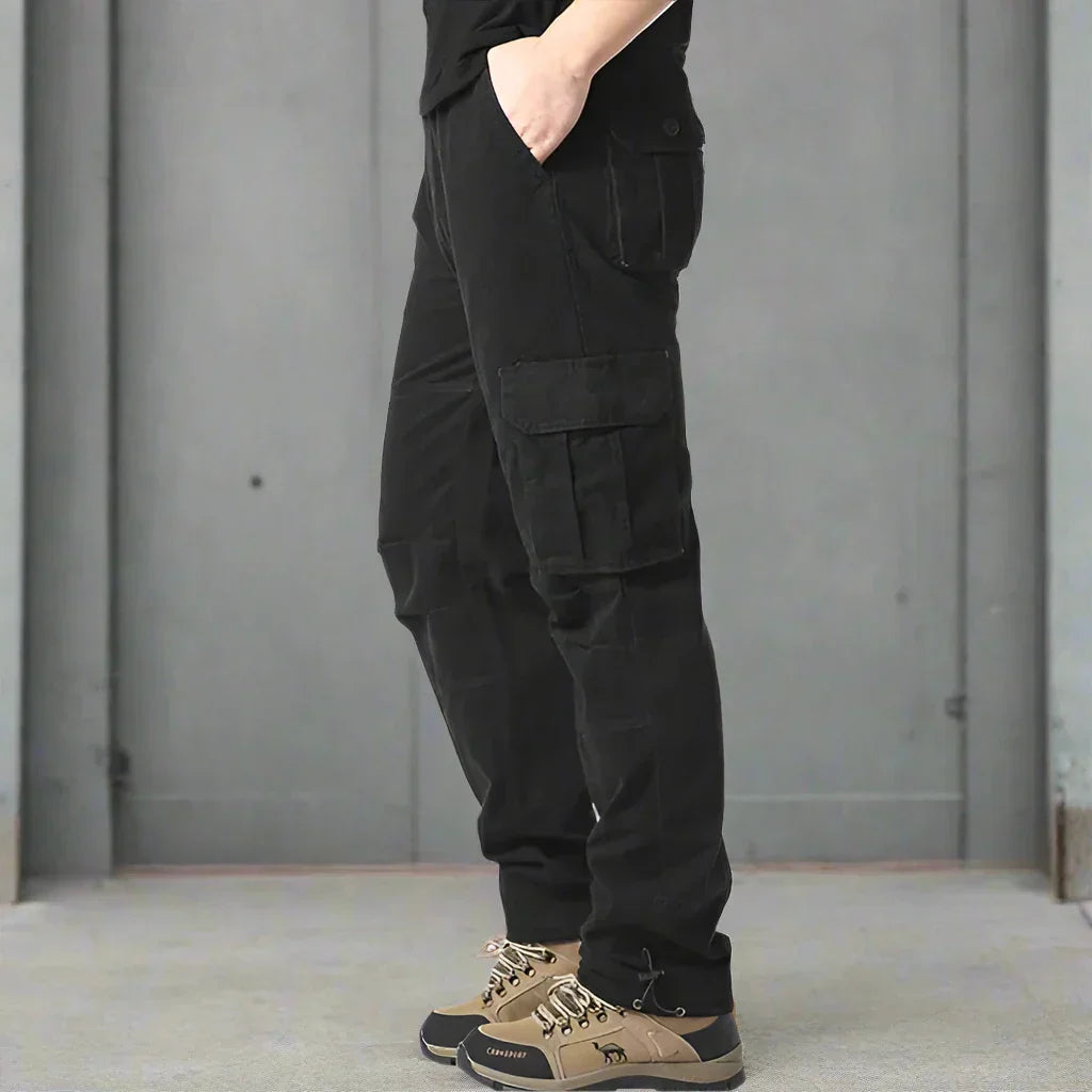 Herren Cargo-Hose – Relaxed Fit – Naturfasern – Utility-Taschen – Voll-Länge