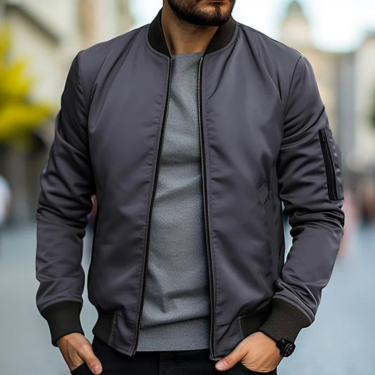 Herren Bomberjacke – Regular Fit – Atmungsaktives Gewebe – Zipper-Ärmeltasche