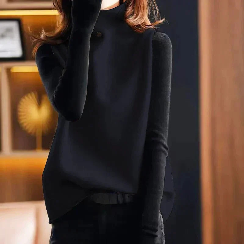 Damen Weste – Wolloptik – Lockerer Schnitt – Turtleneck – Hüftlang – Minimalistisch