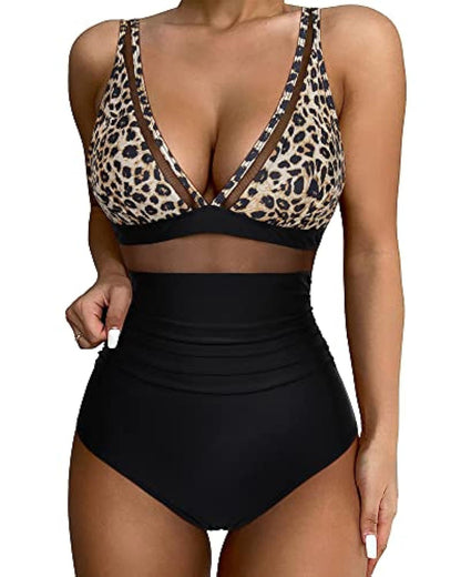 Damen Badeanzug – Figurbetont – Atmungsaktives Material – Mesh – Hoher Beinausschnitt