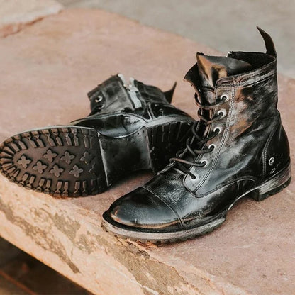 Herren Stiefel – Lederoptik – Knöchelhoch – Robuste Sohle – Schnürverschluss