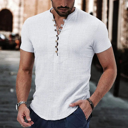 Herren Kurzarmhemd – Slim Fit – Atmungsaktive Naturfasern – Knopfleiste Casual