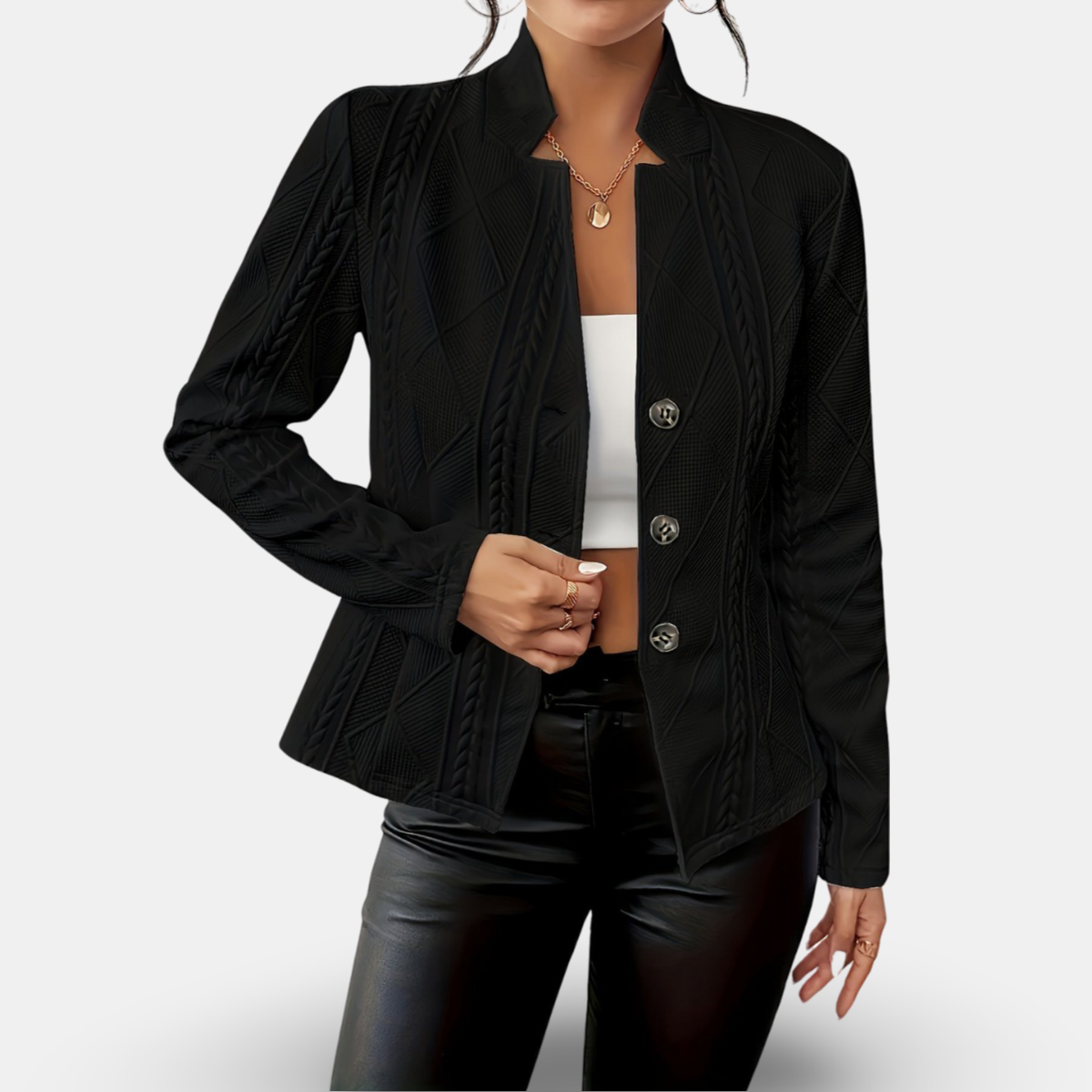 Damen Blazer – Taillierter Schnitt – Strukturierte Silhouette – Weiches Strickdesign