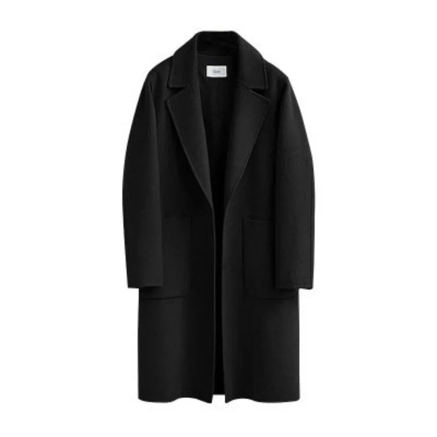 Damen Trenchcoat – Wollmix – Lockerer Schnitt – Fußlanges Minimalistisches Design