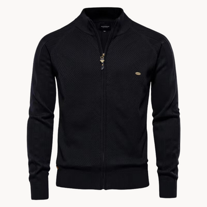 Herren Strickjacke – Slim Fit – Weiche Struktur – Reißverschluss – Rippenbündchen