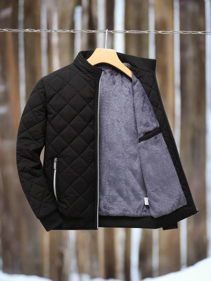 Herren Bomberjacke – Gestepptes Design – Weiches Innenfutter – Reißverschluss – Rippbündchen