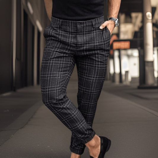 Herren Hose – Slim Fit – Retro Karomuster – Eleganter Schnitt – Atmungsaktives Gewebe