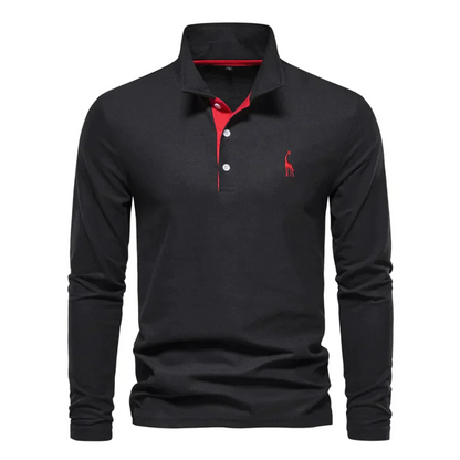 Herren Poloshirt – Slim Fit – Langarm – Atmungsaktives Mischgewebe – Smart Casual