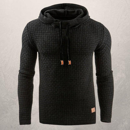 Herren Strickpullover – Slim Fit – Weiches Texturstrick – Kapuze mit Kordelzug