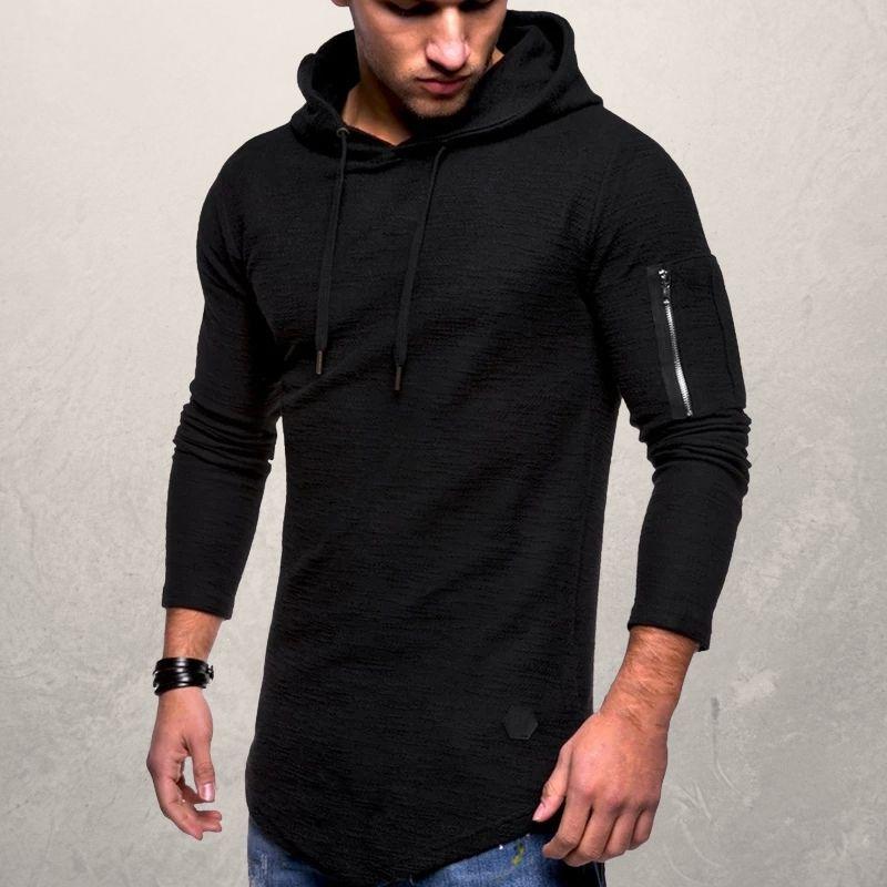 Herren Hoodie – Slim Fit – Weiches Strickgewebe – Reißverschlusstasche – Kapuze Verstellbar