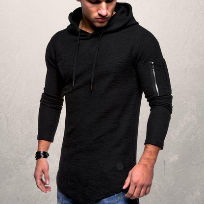 Herren Hoodie – Slim Fit – Weiches Strickgewebe – Reißverschlusstasche – Kapuze Verstellbar