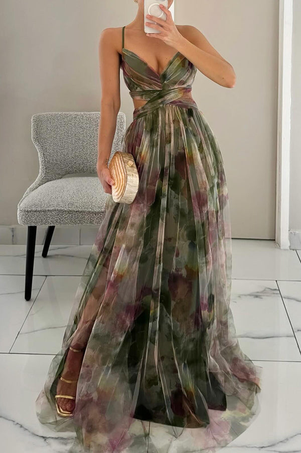 Damen Maxikleid – Figurbetontes Oberteil – Luftiger Rock – Eleganter Schnitt