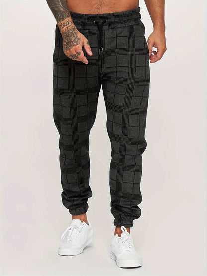 Herren Sweatpants – Slim Fit – Plaidmuster – Elastischer Bund – Atmungsaktives Gewebe