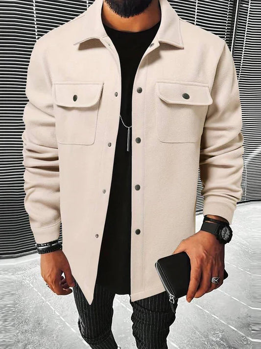 Herren Jacke – Knopfleiste – Strukturierte Passform – Luxusstoff – Brusttaschen