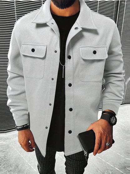 Herren Jacke – Knopfleiste – Strukturierte Passform – Luxusstoff – Brusttaschen