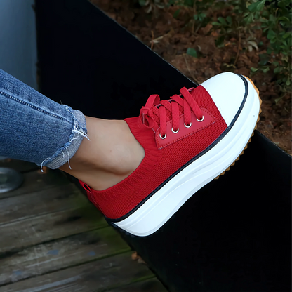 Damen Sneakers – Soft Knit – Plateau-Sohle – Atmungsaktiv – Schnürdesign – Casual
