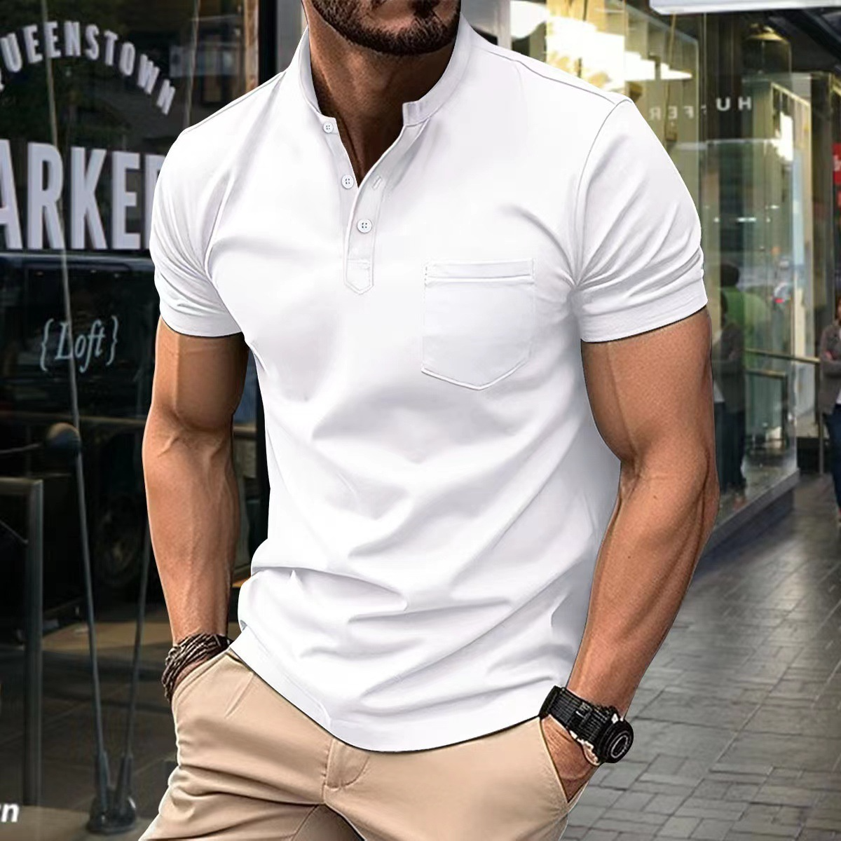 Herren Poloshirt – Slim Fit – Halbkragen – Kurzarm – Weiches Strickmaterial