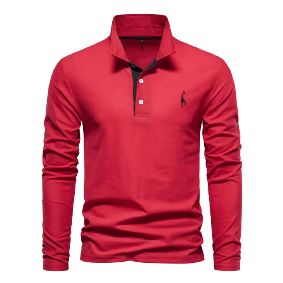 Herren Poloshirt – Slim Fit – Langarm – Atmungsaktives Mischgewebe – Smart Casual