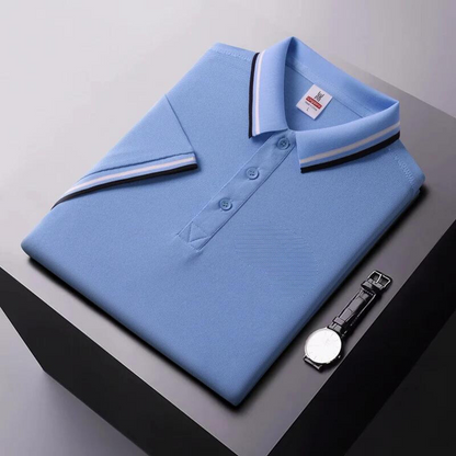 Herren Poloshirt – Regular Fit – Atmungsaktives Material – Gestreifter Kragen