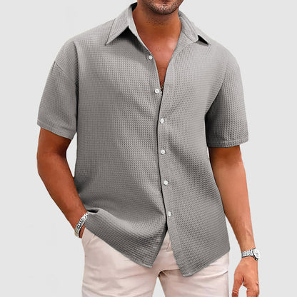 Herren Kurzarmhemd – Relaxed Fit – Waffelstruktur – Atmungsaktives Soft Knit