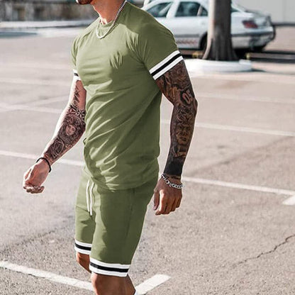 Herren Trainingsset – Slim Fit – Atmungsaktiver Stretch – Kurzarm & Shorts