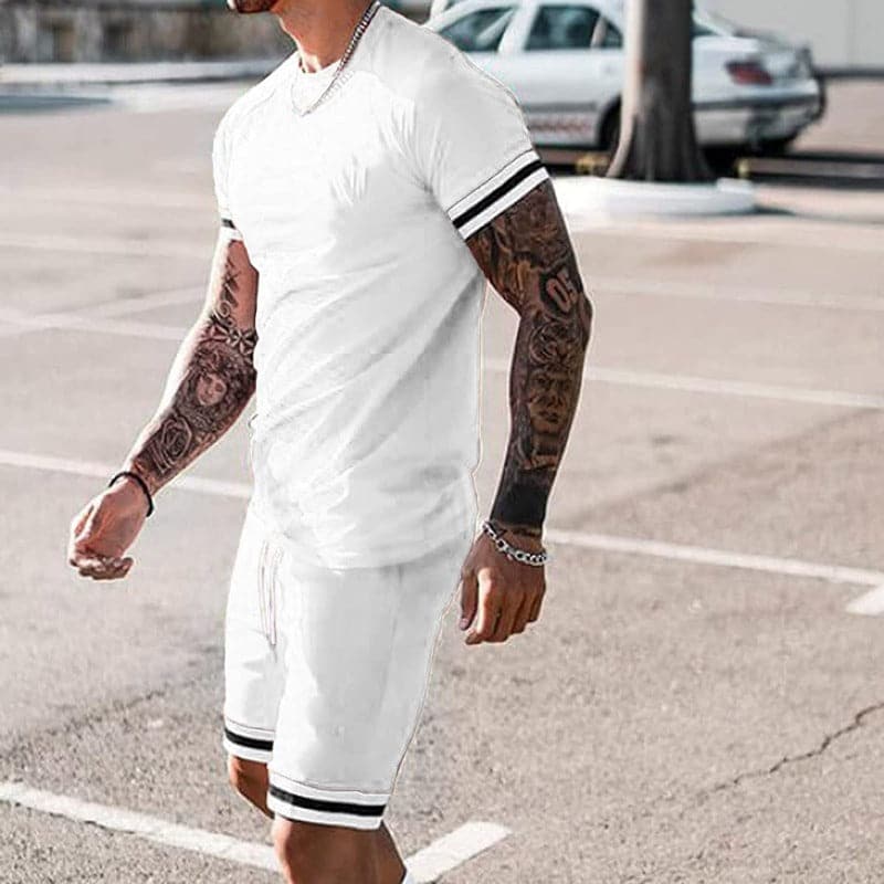 Herren Trainingsset – Slim Fit – Atmungsaktiver Stretch – Kurzarm & Shorts