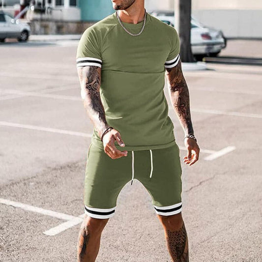 Herren Trainingsset – Slim Fit – Atmungsaktiver Stretch – Kurzarm & Shorts