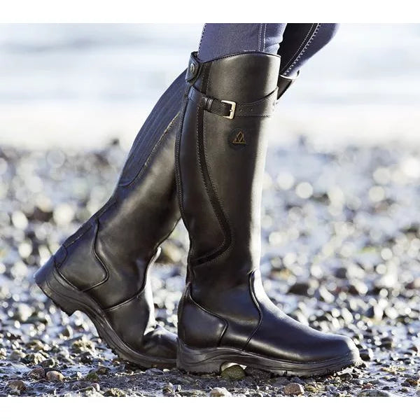 Damen Lederstiefel – Kniehoch – Schlanke Passform – Schnalle – Rutschfeste Sohle