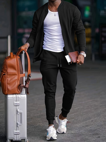 Herren Trainingsanzug Set – Slim Fit – Soft Knit – Reißverschlussjacke – Tapered Jogger